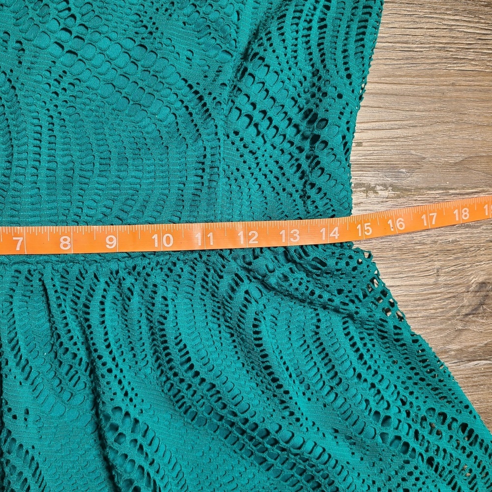 Boho MINI DRESS‎ BABYDOLL GREEN Hippie Pixie Fairy Grunge M Lace Over Lay, Liner - Picture 3 of 10
